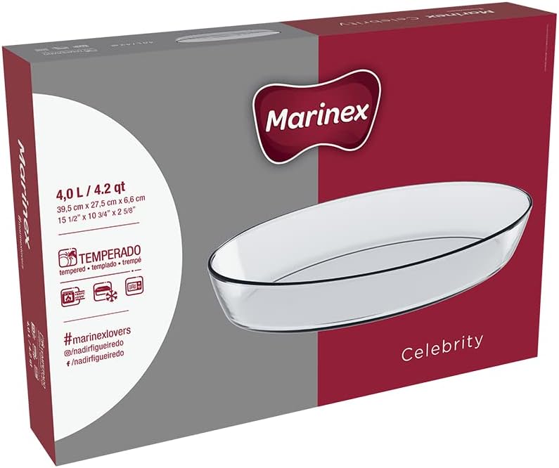 MARINEX Large Oval Glass Roaster 4.0L – Extra-Large Heat-Resistant Bakeware Dish | Transparent Oven-Safe Roasting & Baking Tray | Ideal for Lasagna, Casseroles, Roasts, Pasta Bakes & Family Gatherings - Image 4